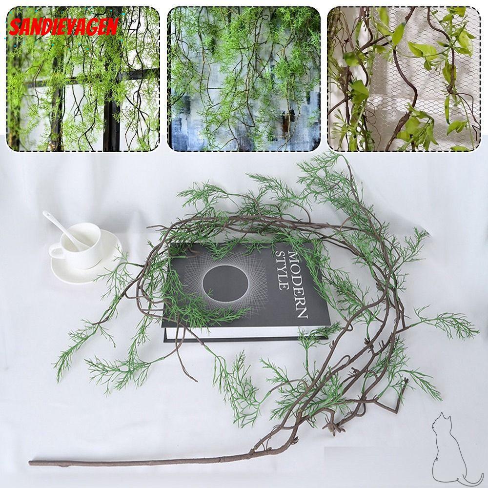 SANDIEYEAN จําลอง Lucid หน่อไม้ฝรั่ง Vine, DIY 145 ซม.ประดิษฐ์ Black Bone Vine, Creative สีเขียวทําท