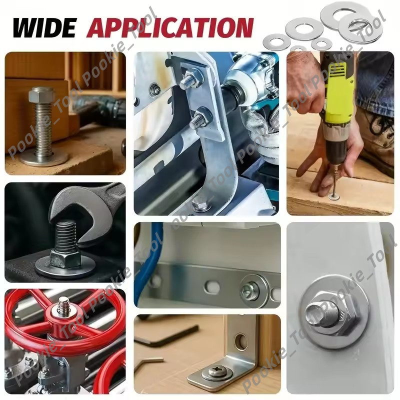 💥พร้อมส่ง💥ชุดแหวนรองสแตนเลส 304 M2-M12 จำนวน 900/1080 ชิ้น ใช้ได้กับสกรู น็อต งานช่าง งานประปา - รูปที่ 5