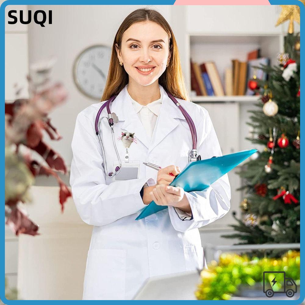 SUQI Memes Badge Reels, Retractable Cat Memes Series พวงกุญแจแมว, ของขวัญอะคริลิค Lanyard กระเป๋าจี้