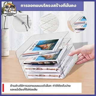 ถาดอะคริลิคใส กล่องเก็บเครื่องเขียน ชั้นวางเอกสาร ลิ้นชักใส่เอกสาร ถาดใส่เอกสาร ชั้นเก็บเอกสาร ถาดวางเอกสาร วางซ้อนได้