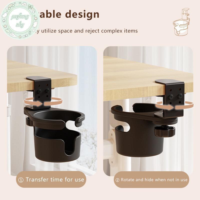 PUSKY Office Desktop Storage Tableside Fix Cup Holder Cup Clip Cup Holder Cup Rack, Desk Storage Rac