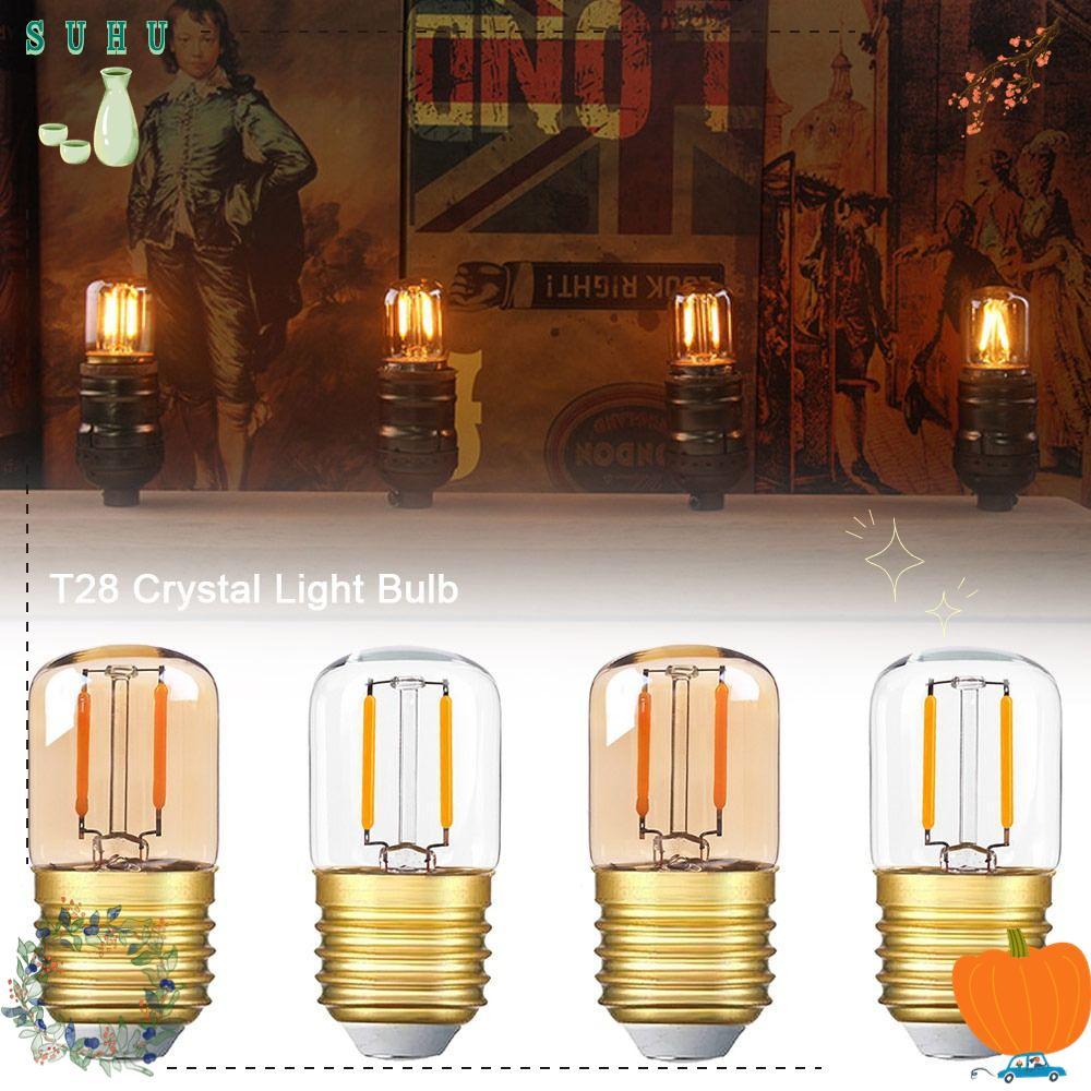 SUHU T28 หลอดไฟคริสตัล, หลอดไส้วอร์มไวท์ LED, E26 E27 1W หลอดไฟเทียน Home