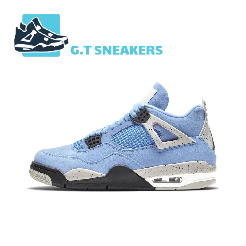 Air Jordan 4 Retro Blue University Mid-Tube รองเท้าบาสเก็ตบอลรองเท้าผ้าใบกันกระแทกผู้ชายผู้หญิง CT85