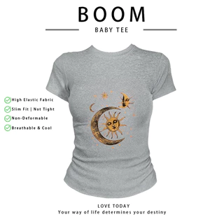 COD（จัดส่งภายใน 24 ชั่วโมง）เสื้อสาวอวบ เสื้อครอปท็อป แขนสั้น babytee สไตล์เกาหลี y2k T-shirt | สีฟอกธีมท้องฟ้า