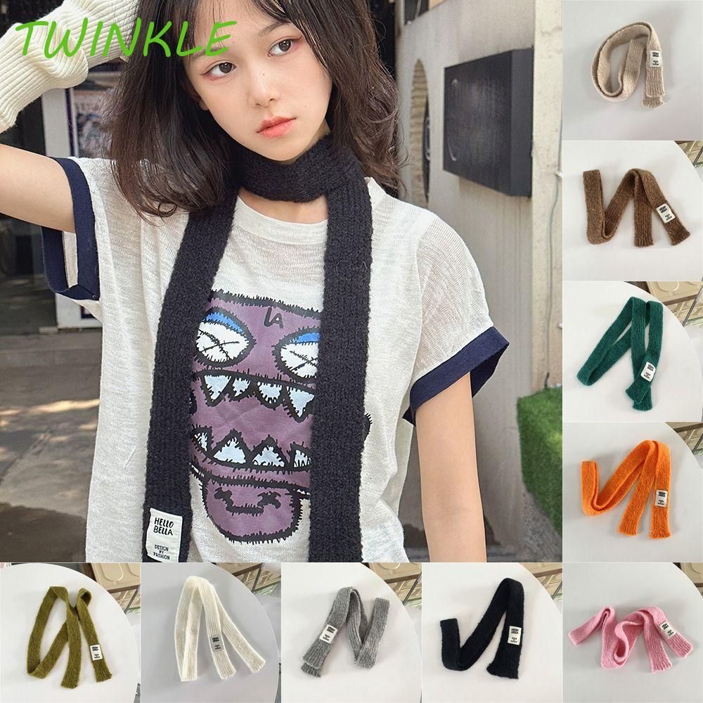 TWINKLE1 ผูกคอ, สไตล์เกาหลี Harajuku Y2K ถักผ้าพันคอยาว, Stylish Neck Tie Letter Slim Neckerchief ทุ