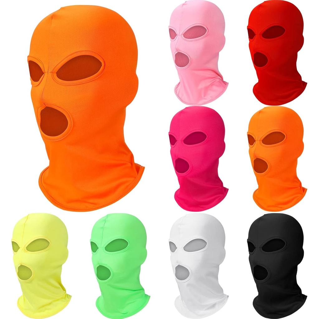 Seematn 8 ชิ้น 3 หลุมหน้ากากสกีแบบเต็มหน้าสําหรับผู้ชายผู้หญิง, ฤดูร้อนระบายความร้อนคอ, ป้องกัน UV ร