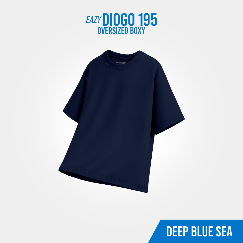 HOOLIGANS เสื้อยืด Boxy Oversize EAZY 195 - Deep Blue Sea