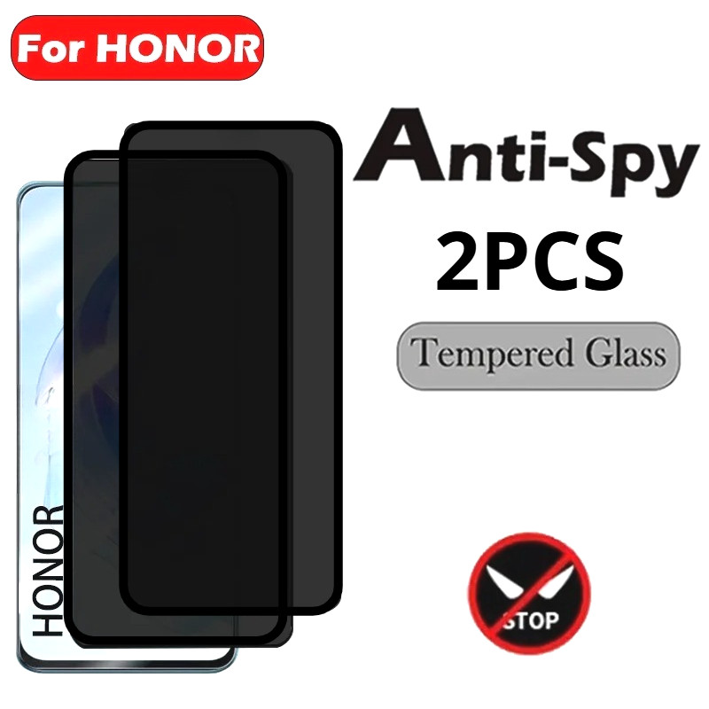 1-2 ชิ้นฟิล์มกระจกนิรภัยสําหรับ Honor X70 X70i X60i X60 X50i + X50i GT Anti Spy ความเป็นส่วนตัวขอบสี