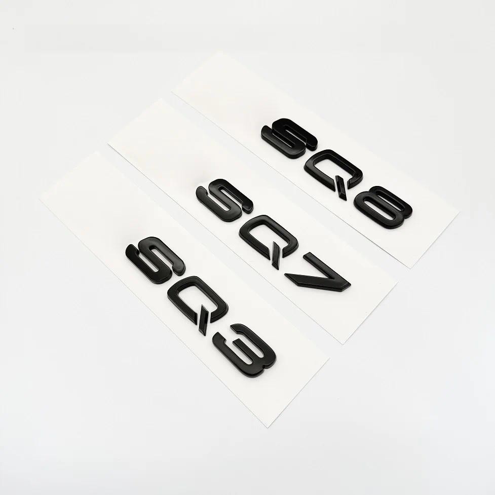 Glossy สีดําและสีแดงรถสติกเกอร์สําหรับ Audi RSQ3 RSQ7 RSQ8 รถด้านหลัง Trunk Body Decor Badge Decals