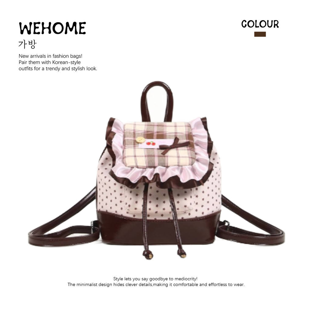 【🚚ส่งสินค้าพร้อมส่ง】WEHOME Gianna Bag สไตล์เกาหลี สไตล์วิทยาลัย เป้เป้สไตล์สาวๆ ลูกไม้ กระเป๋าเป้สะพ