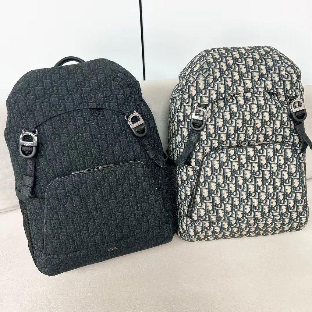 [Certificate Appraiser] DIOR DIOR 8 Flap Buckle Opening Closer Oblique Print Fabric Backpack Mens Bl