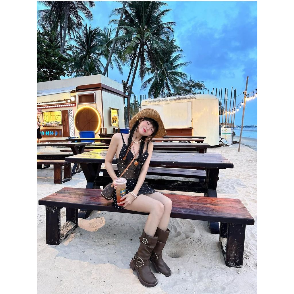 [SUMMER LUV] ชุดว่ายน้ำสองชิ้นลายจุดสีดำ ดีไซน์สวยงามสำหรับฤดูร้อน ราคา ถูกที่สุด ดีลบีเคเค แกลเลอรีภาพที่ 6