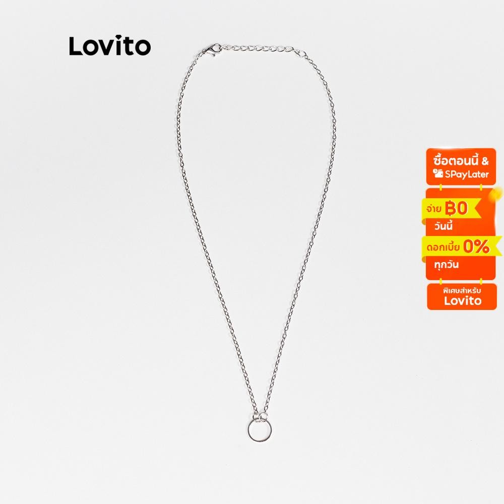 Lovito สร้อยคอโซ่ โลหะผสม ประดับแหวนโลหะ สําหรับผู้หญิง