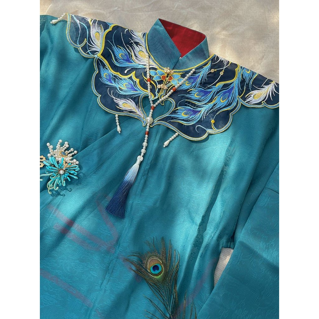 Li Luoge Hanfu Cloud ไหล่ Ming Made Heavy Industry ปักนกยูงกะหล่ําปลี Original All-Match Handmade ไห