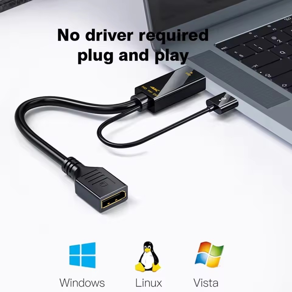 4K 60HZ Full HD HDMI to Display Port Converter Cable, HDMI to DP Video Audio Adapter สําหรับแล็ปท็อปพีซี/PS 5 to HDTV - รูปที่ 5