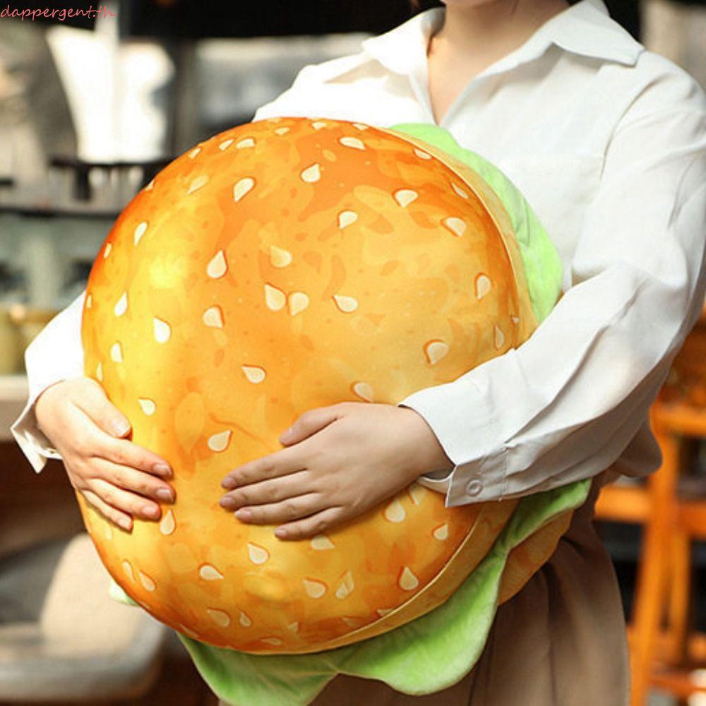 DAPPERGENT สมจริง Burger หมอน Burger จําลอง Burger Cheeseburger, นุ่ม Plushies 3D ขนาดใหญ่ตลกจําลอง 
