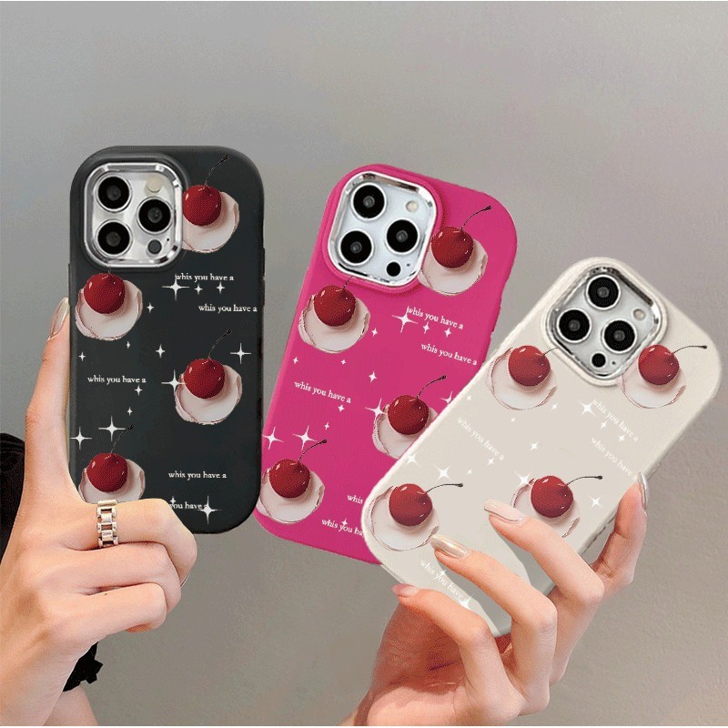 For iPhone รอบ และ น่ารัก เคสไอโฟน 13 เชอร์รี่ 14 11 Pro 16 Pro Max 15 14 PRO 11 MAX X XS MAX XR 7/8PLUS 15 16 Plu