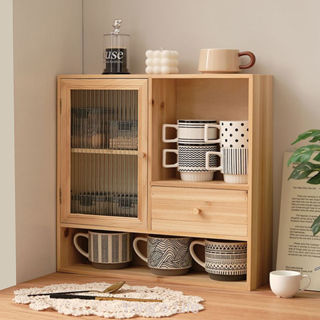 ถ้วยน้ํา ชุดน้ําชาเก็บไม้เนื้อแข็งสก์ท็อปตู้สก์ท็อปกล่องเก็บ…