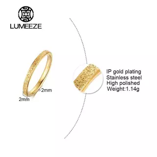 LUMEZE แหวนอินเทรนด์สแตนเลสหรูหราแฟชั่นไทเทเนียม Rose Gold สี Frosted แหวนประณีตผู้หญิงผู้ชายเครื่องประดับของขวัญแต่งงานร้อน TS031 #