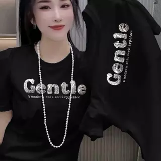 เสื้อยืดแขนสั้นผ้าฝ้ายแท้ หนักและเงา ประดับพลอยเทียม สำหรับผู้หญิง ขายดีของดาราอินเทอร์เน็ต แจ๊กเก็ตซ่อนพุง เสื้อยืดเร