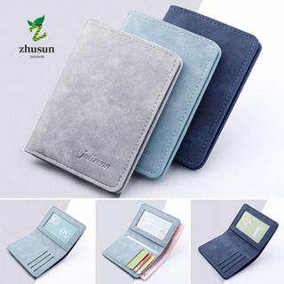ZHUSUN กระเป๋าสตางค์ผู้ชายกระเป๋าเงินสั้นกระเป๋าหนัง PU