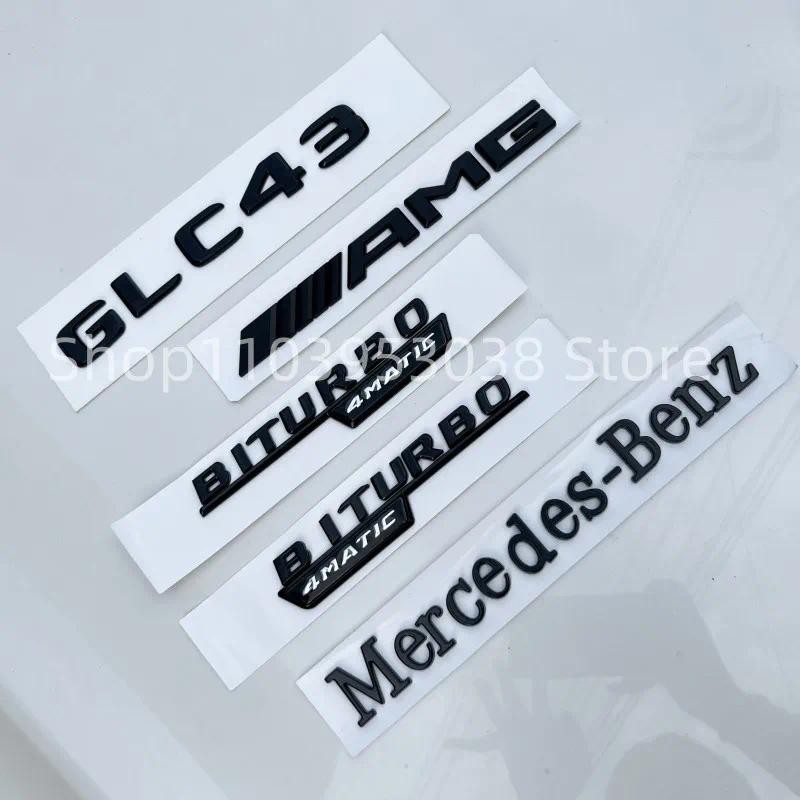 3D ABS Glossy สีดําโลโก้ GLC43 สัญลักษณ์ตัวอักษร Biturbo 4MATIC Fender Badge AMG สติกเกอร์สําหรับ Me