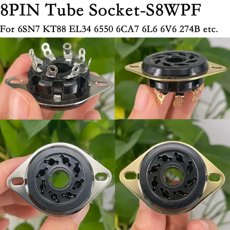 10PCS 8Pin Bakelite Octal วาล์วซ็อกเก็ต S8WPF สําหรับ EL34 6V6 6L6 6SN7 6SL7 6CA7 GZ34 KT88 สูญญากาศ