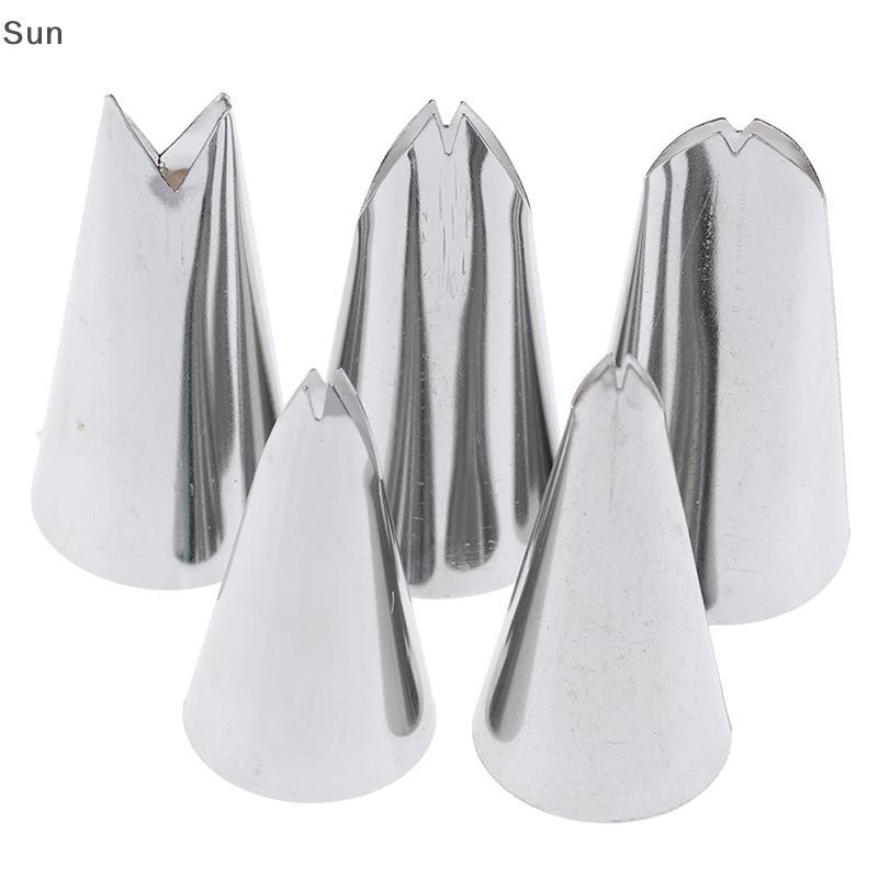 Sun 5 ชิ้นชุดใบหัวฉีดสแตนเลส Icing Piping Pastry Tips สําหรับตกแต่งเค้ก
