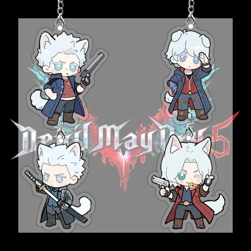 พวงกุญแจ Devil May Cry DMC Dante Vergil Nero ทําจาก Mica Acrylic Chibi อะนิเมะสําหรับตกแต่งกระเป๋านั