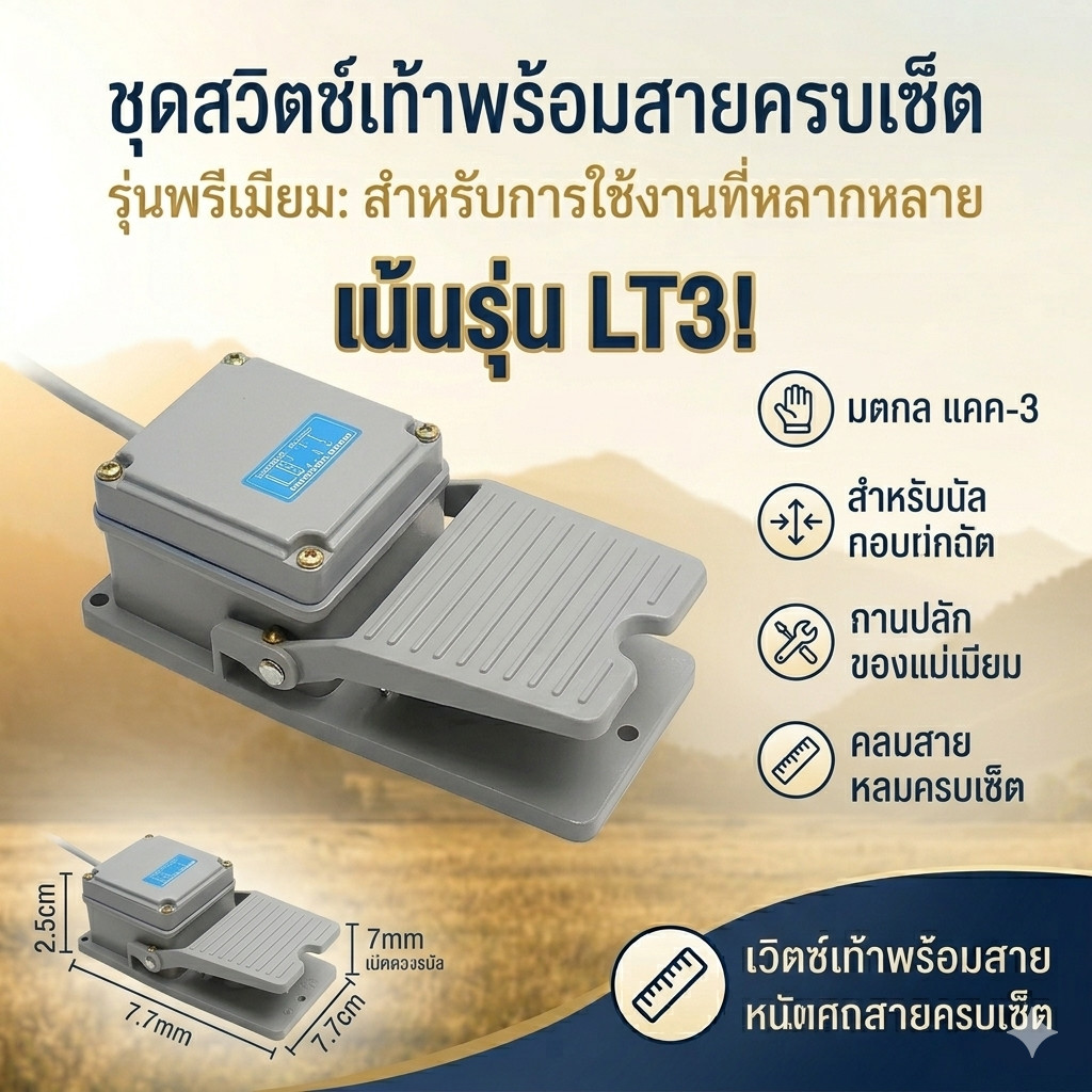 LT-3 สวิตช์เท้าเหยียบ กันลื่น อลูมิเนียมเชลล์ FOOT SWITCH กดติด ปล่อยดับ AC380V 5A จัดส่งจากกรุงเทพ