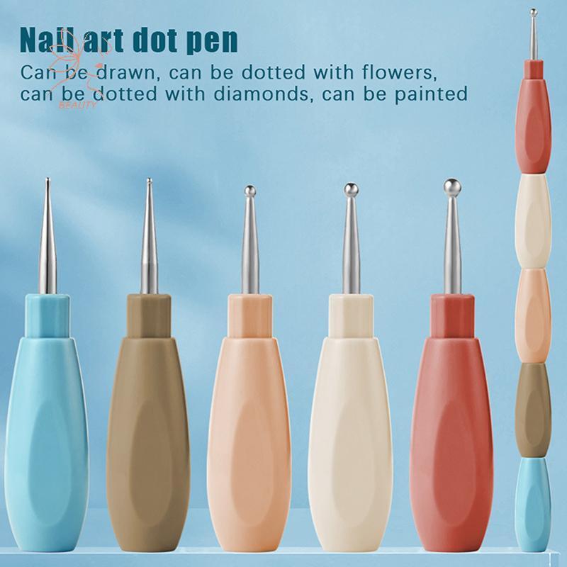 [maybeauty] 1/5pcs Professional Nail Art Dotting ปากกาพลาสติกเหล็ก DIY Dotting ปากกาสามารถ Spliced Rhinestones อัญมณี Pier เล็บเครื่องมือ {TH}