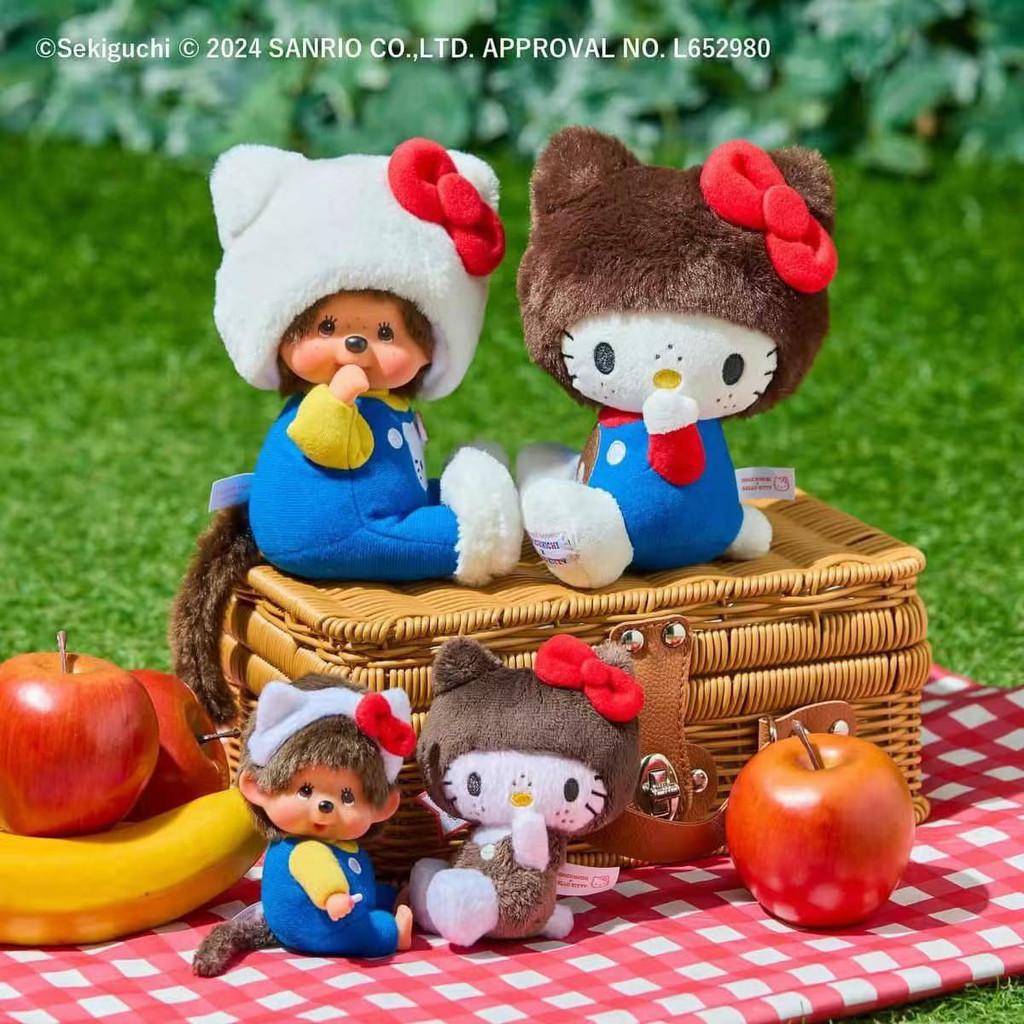 Japan monchhichi monchhichi x Hello kitty Cooperation Doll Pendant Ready Stock