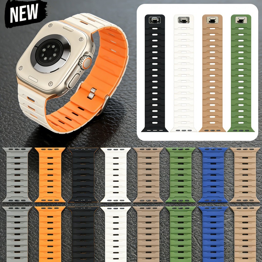 สายสปอร์ตซิลิโคนแม่เหล็กใหม่เข้ากันได้กับ Apple Watch Ultra Iwatch Series 11 10 9 8 7 6 SE
