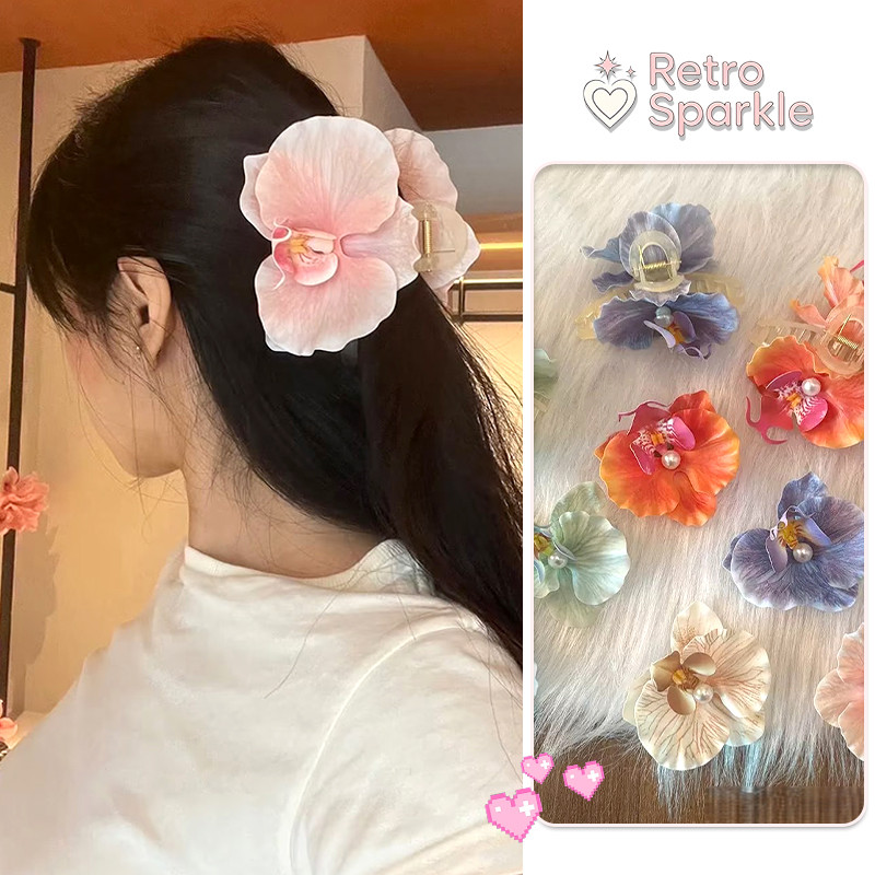 🎀Retro Sparkle🎀สไตล์วันหยุด ใหญ่ กิ๊บดอกไม้ ใส่ไปทะเลได้เลย สไตล์ไทย สีสันสดใส เครื่องประดับผม ส่งไวจากไทย ราคาถูกที่สุด