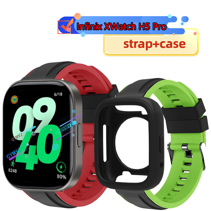 เคส Infinix XWatch H5 Pro ตัวป้องกันหน้าจอ Infinix Watch H5 Pro สายรัดซิลิโคน สาย Infinix XWatch H5 Pro สายรัดข้อมือกีฬา