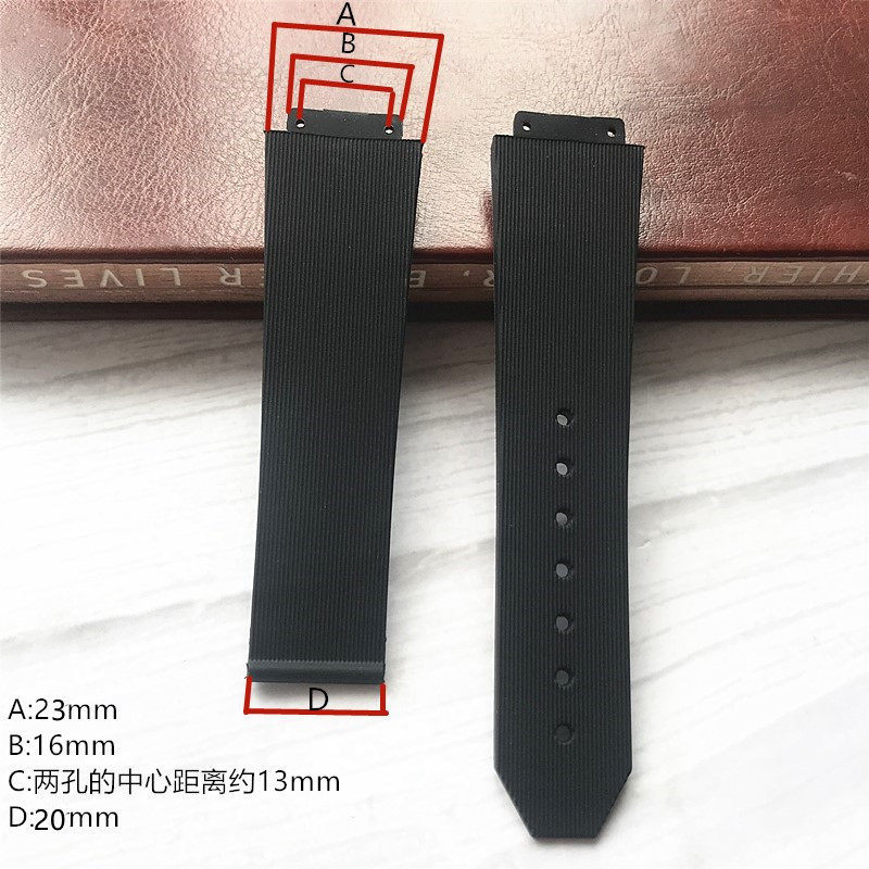 เหมาะสําหรับ Hengbao สายนาฬิกาชายยาง HUBLOT Hengbao/UBLOT ระเบิดสายนาฬิกาซิลิโคน 23 มม.