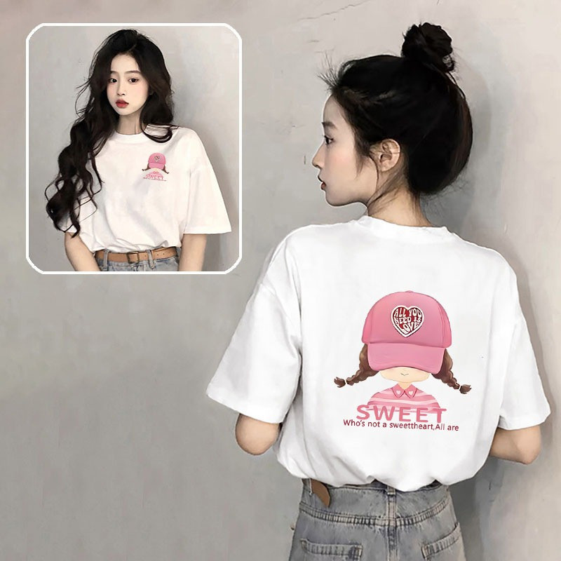 COD สีขาวขนาดใหญ่แขนสั้นเสื้อยืดผู้หญิงฤดูร้อนหลวมผ้าฝ้าย Casual Slimmer ดู ins สไตล์ All-Match ราคา ถูกที่สุด ดีลบีเคเค แกลเลอรีภาพที่ 6