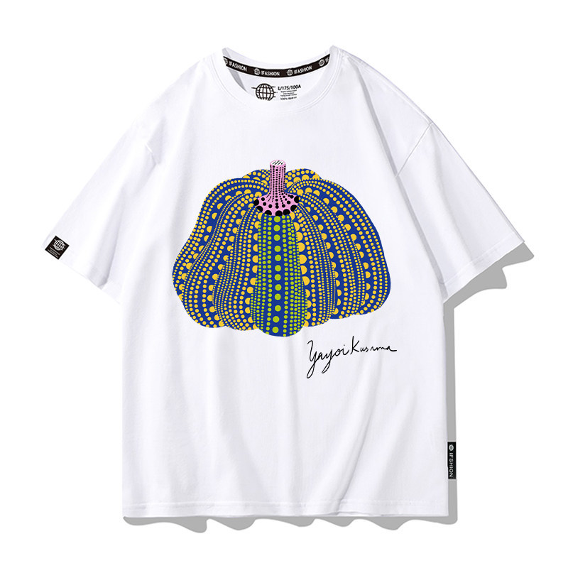 เสื้อยืดแขนสั้นสีขาวลายจุดฝาน้อย (Polka Dot) แบบ All-Match ออกแบบโดยศิลปิน Yayoi Kusama