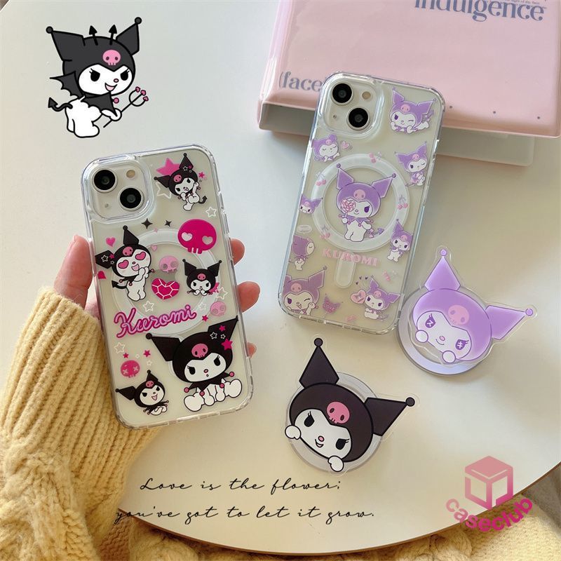 เคสแม่เหล็กคุโรมิ น่ารัก พร้อมขาตั้งคุโรมิ สำหรับ iPhone 14 17 Air 16 Plus 11 X/Xr/Xs/Xs Max 13 15 Pro Max 12 ซานริโอ – โปรปัง