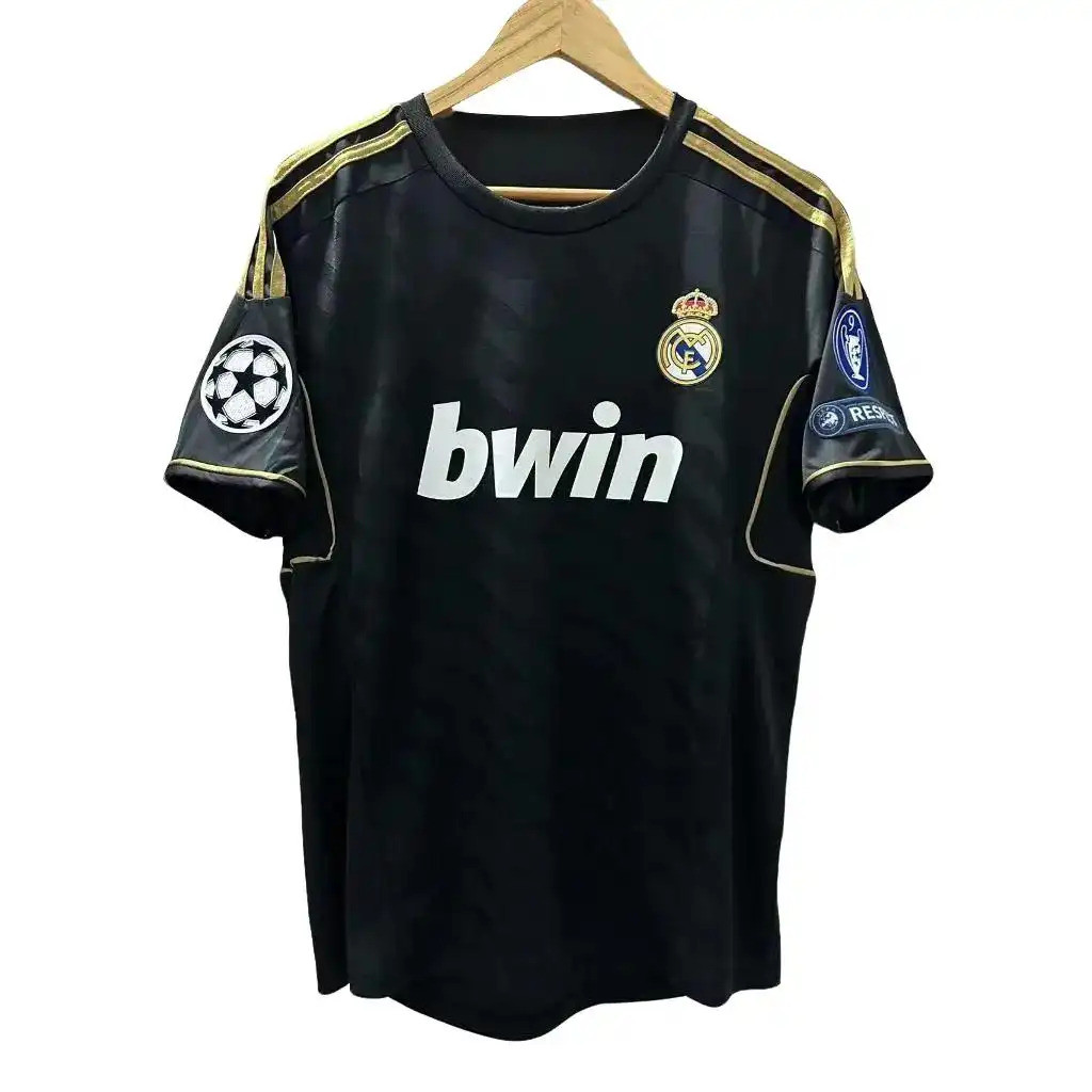 เสื้อฟุตบอลย้อนยุคคุณภาพสูง 11-12 RMA Away Theme RONALDO KAKA OZIL เสื้อยืดที่กําหนดเอง, เสื้อพัดลม 