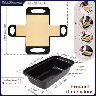 2 ชิ้น 2 ปอนด์ Loaf Pan สําหรับอบขนมปัง Non Stick กระทะขนมปังเหล็กคาร์บอนพร้อมแผ่นซิลิโคนสําหรับเบเกอรี่ SHOPTKC6275
