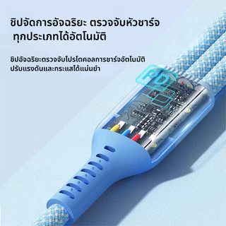 สายชาร์จ 3in1 100W ชาร์จเร็ว USB to Type-C + L + Micro USB สายชาร์จ 3 หัว สำหรับ iPhone Android และอุปกรณ์ Type-C