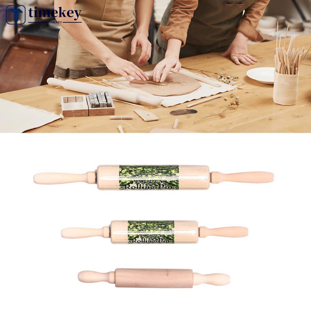 TIMEKEY เครื่องปั้นดินเผา Clay Rolling เครื่องมือ Solid Beechwood Rolling Pin พร้อม Center Rolling D