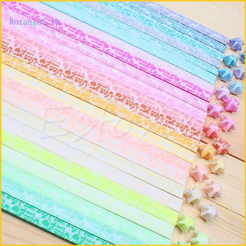ROX 30 ชิ้น Luminous Lucky Star พับ Origami กระดาษ Lucky Star Origami กระดาษริบบิ้น