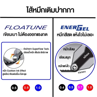 Pentel ไส้หมึกเติมปากกา รุ่น FLOATUNE ออกแรงกดน้อยกว่าเดิม ขนาด 0.5 0.8 และ 1.0