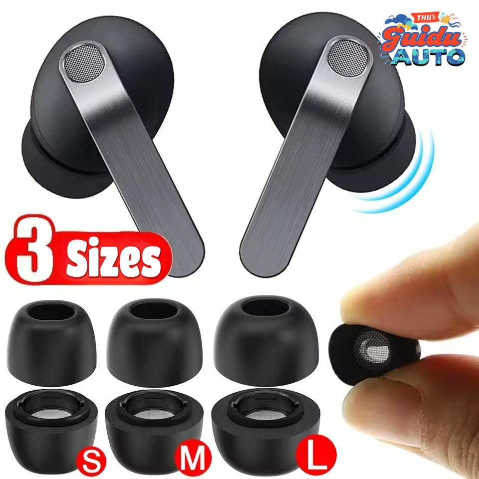 จุกหูฟังโฟมหน่วยความจําระดับพรีเมียมสําหรับ Sam-sung Buds4 -Pro - ฟื้นตัวช้าที่สบายเป็นพิเศษ ซีลกันเสียง สีดํา/เทา 1 คู่ (เล็ก/กลาง/ใหญ่)