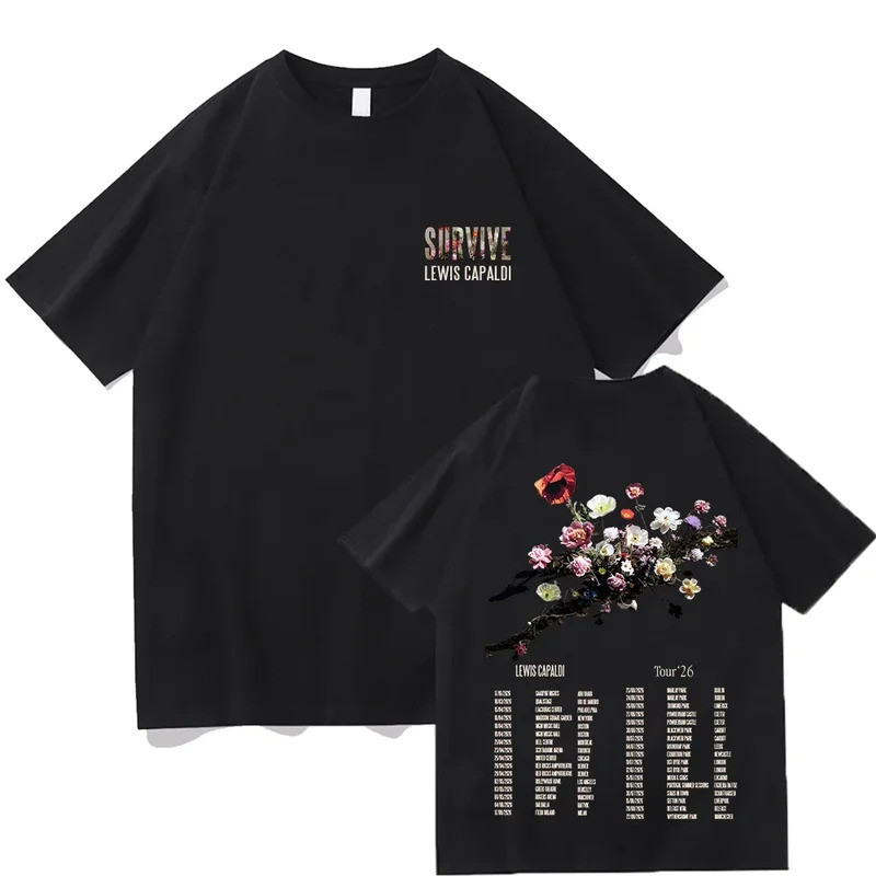 เสื้อยืด Lewis Capaldi Tour 2026 เสื้อผ้าลายกราฟิกวินเทจ ผ้าฝ้ายคุณภาพสูง สวมใส่สบาย สไตล์ฮิปฮอป เสื