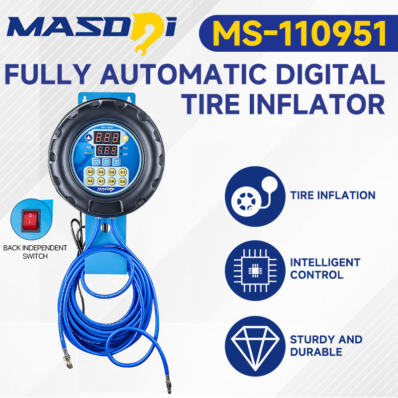 Masdsi เครื่องเติมลมยางอัตโนมัติ Deflator, 0-7Bar 100 psi, หน่วยติดผนังพร้อมท่อลม 15M, ระบบแรงดันเกิ