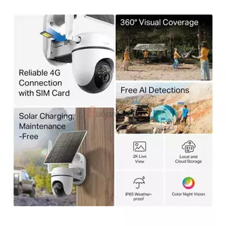 Tapo C615G KIT / Tapo กล้องวงจรปิด 3MP (Lens4mm) (4G) Pan/Tilt มีแบตเตอรี่โซล่าเซล