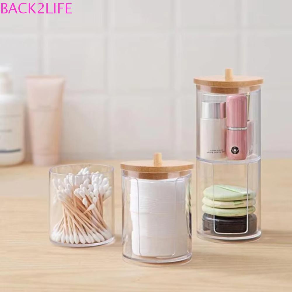 BACK2LIFE 2/3/4 ชิ้น Qtips Storage Holder Set, Dust-proof Transparent Window Cotton Ball/Swabs Dispe